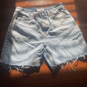 Topshop Distressed Jean Short with Side-Rip Detail